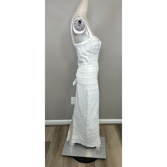 Hervé Léger Muse Sweetheart Body-Con Gown Alabaster Medium $1090 - Picture 11 of 12